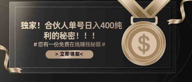 （10028期）合伙人广告撸金最新玩法，每天单号400纯利-副业网