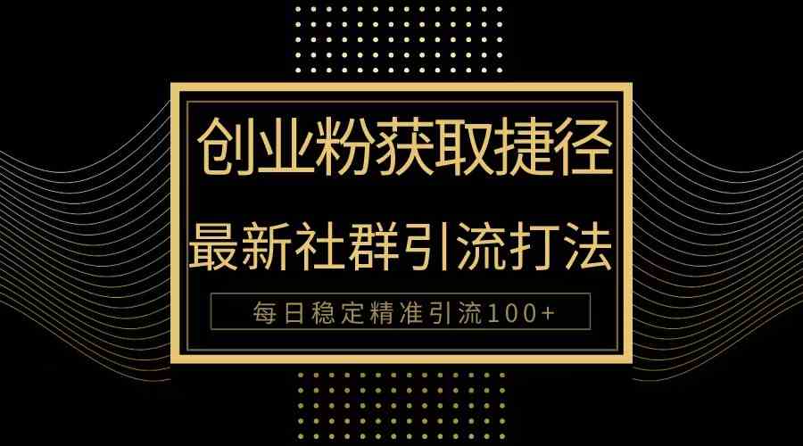 （10040期）创业粉捷径！最新被动引流方法大揭秘，实现每日100+精准引流-副业网