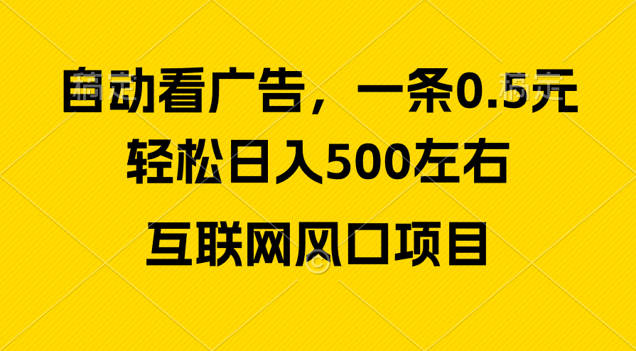 （10306期）广告收益风口，轻松日入500+，新手小白秒上手，互联网风口项目-副业网
