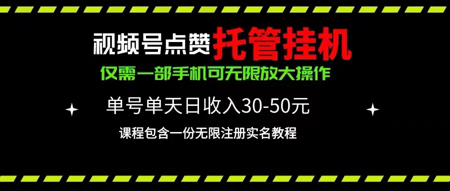 （10644期）视频号点赞托管挂机，单号单天利润30~50，一部手机无限放大（附带无限…-副业网
