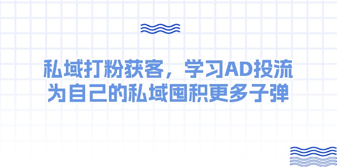 （10728期）某收费课：私域打粉获客，学习AD投流，为自己的私域囤积更多子弹-副业网
