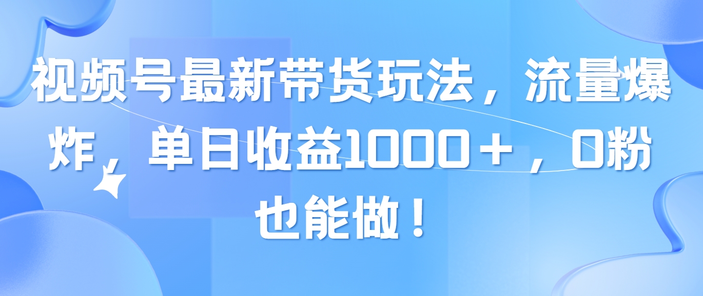 （10858期）视频号最新带货玩法，流量爆炸，单日收益1000＋，0粉也能做！-副业网