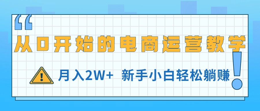 （11081期）从0开始的电商运营教学，月入2W+，新手小白轻松躺赚-副业网