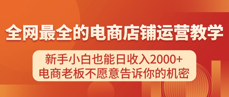 （11266期）电商店铺运营教学，新手小白也能日收入2000+，电商老板不愿意告诉你的机密-副业网
