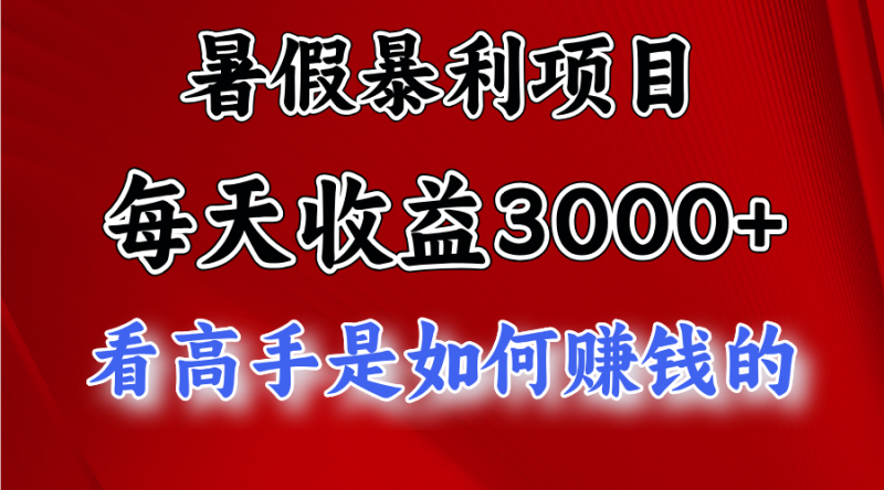（11422期）暑假暴利项目，每天收益3000+ 努努力能达到5000+，暑假大流量来了-副业网