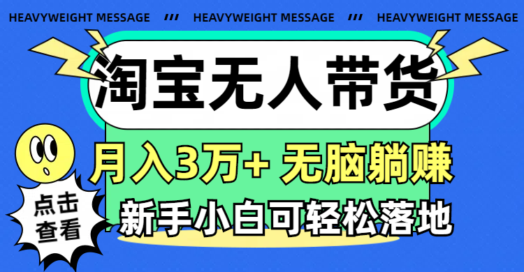 （11574期）淘宝无人带货3.0高收益玩法，月入3万+，无脑躺赚，新手小白可落地实操-副业网