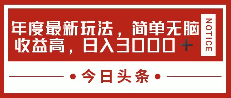 （11582期）今日头条新玩法，简单粗暴收益高，日入3000+-副业网