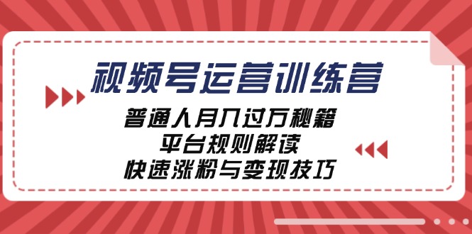 （12722期）视频号运营训练营：普通人月入过万秘籍，平台规则解读，快速涨粉与变现…-副业网