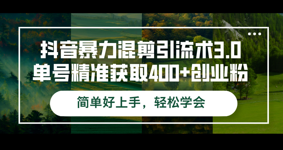 （12630期）抖音暴力混剪引流术3.0单号精准获取400+创业粉简单好上手，轻松学会-副业网