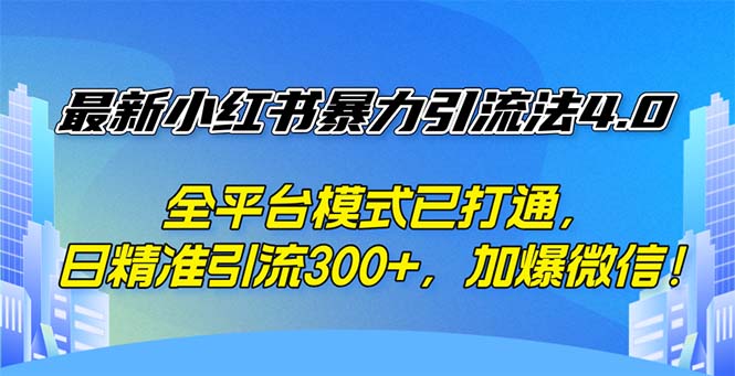 （12505期）最新小红书暴力引流法4.0， 全平台模式已打通，日精准引流300+，加爆微…-副业网