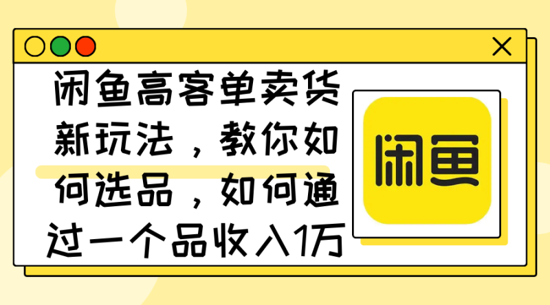 (12387期)闲鱼高客单卖货新玩法,教你如何选品,如何通过一个品收入1万+-副业网