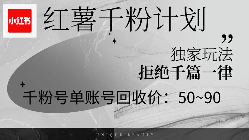 （12280期）红薯千粉回收计划，单账号收益50+，可矩阵操作-副业网