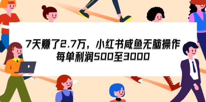 （12192期）7天收了2.7万，小红书咸鱼无脑操作，每单利润500至3000-副业网