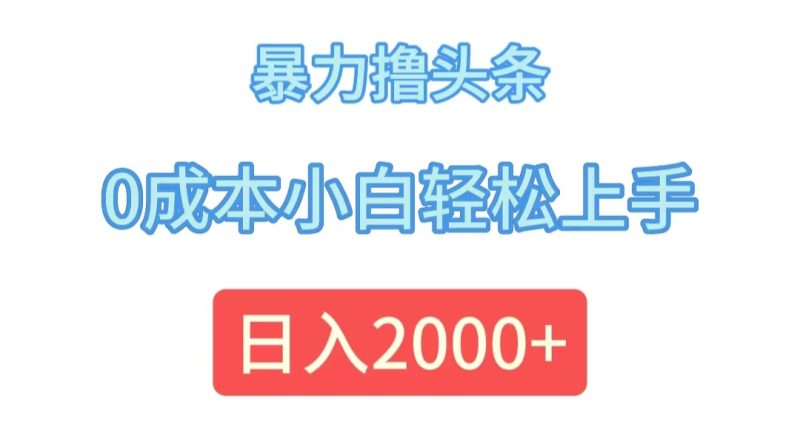 （12068期）暴力撸头条，0成本小白轻松上手，日入2000+-副业网