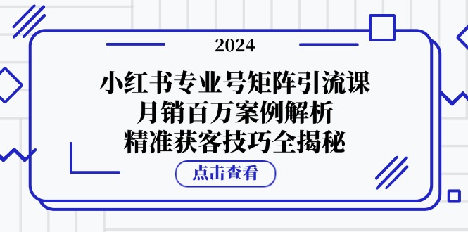 （12943期）小红书专业号矩阵引流课，月销百万案例解析，精准获客技巧全揭秘-副业网