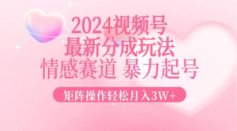 （12922期）2024最新视频号分成玩法，情感赛道，暴力起号，矩阵操作轻松月入3W+-副业网