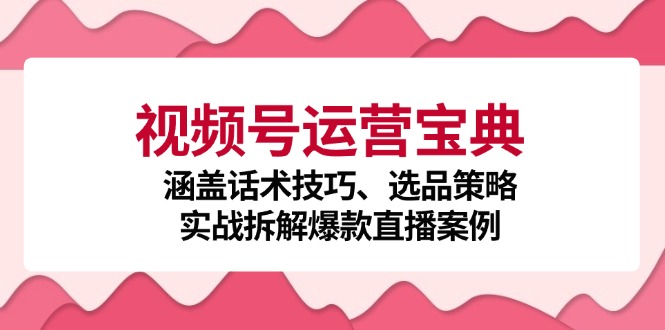 （12808期）视频号运营宝典：涵盖话术技巧、选品策略、实战拆解爆款直播案例-副业网