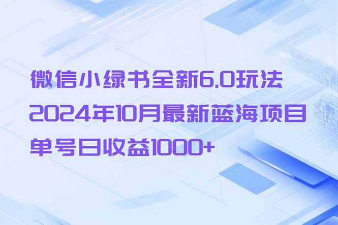 （13052期）微信小绿书全新6.0玩法，2024年10月最新蓝海项目，单号日收益1000+-副业网
