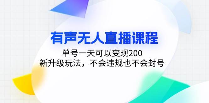 （13287期）有声无人直播课程，单号一天可以变现200，新升级玩法，不会违规也不会封号-副业网