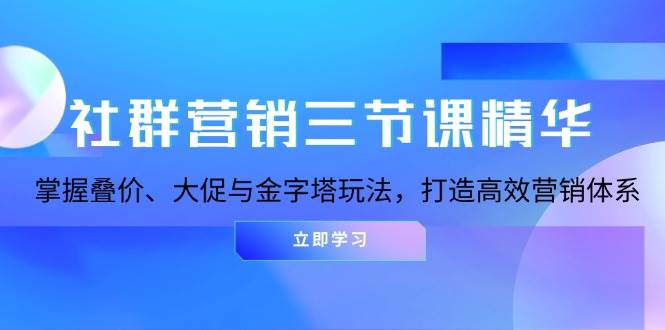 （13431期）社群营销三节课精华：掌握叠价、大促与金字塔玩法，打造高效营销体系-副业网