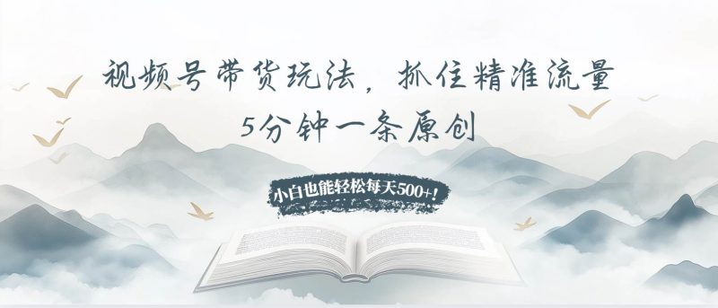 （13492期）视频号带货玩法，抓住精准流量，5分钟一条原创，小白也能轻松每天500+！-副业网