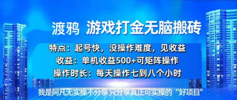 （13501期）韩国知名游戏打金无脑搬砖单机收益500+-副业网