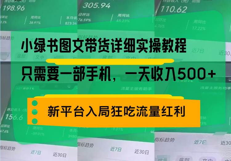 （13509期）小绿书图文带货详细实操教程，只需要一部手机，一天收入500+，轻松变现-副业网