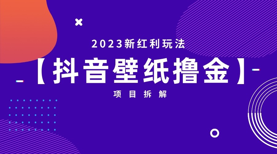 2023新红利玩法，抖音壁纸撸金项目拆解-副业网