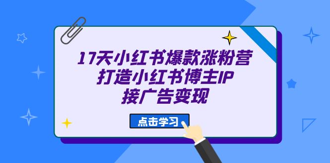 17天 小红书爆款 涨粉营（广告变现方向）打造小红书博主IP、接广告变现-副业网