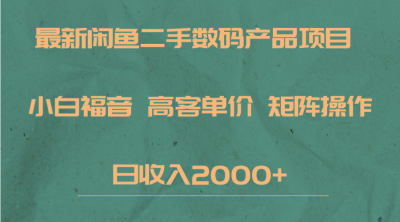 最新闲鱼二手数码赛道，小白福音，高客单价，矩阵操作，日收入2000+-副业网