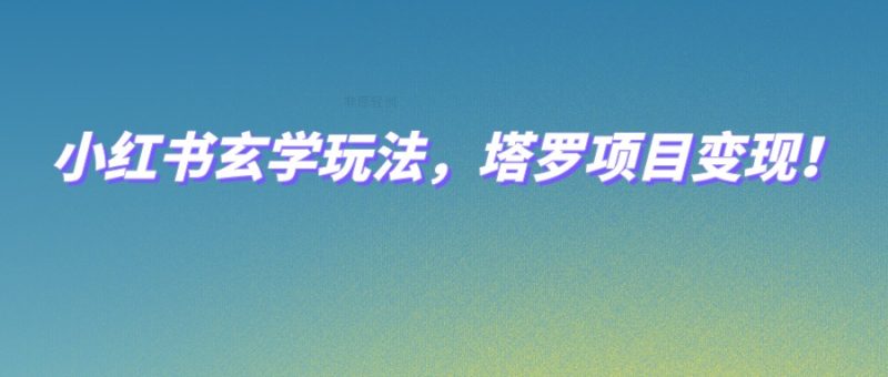小红书玄学玩法，塔罗项目变现，0成本打造自己的ip不是梦！-副业网