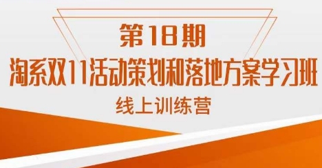 淘系双11活动策划和落地方案学习班线上训练营（第18期）-副业网