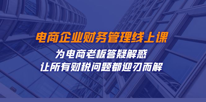 电商企业-财务管理线上课：为电商老板答疑解惑-让所有财税问题都迎刃而解-副业网