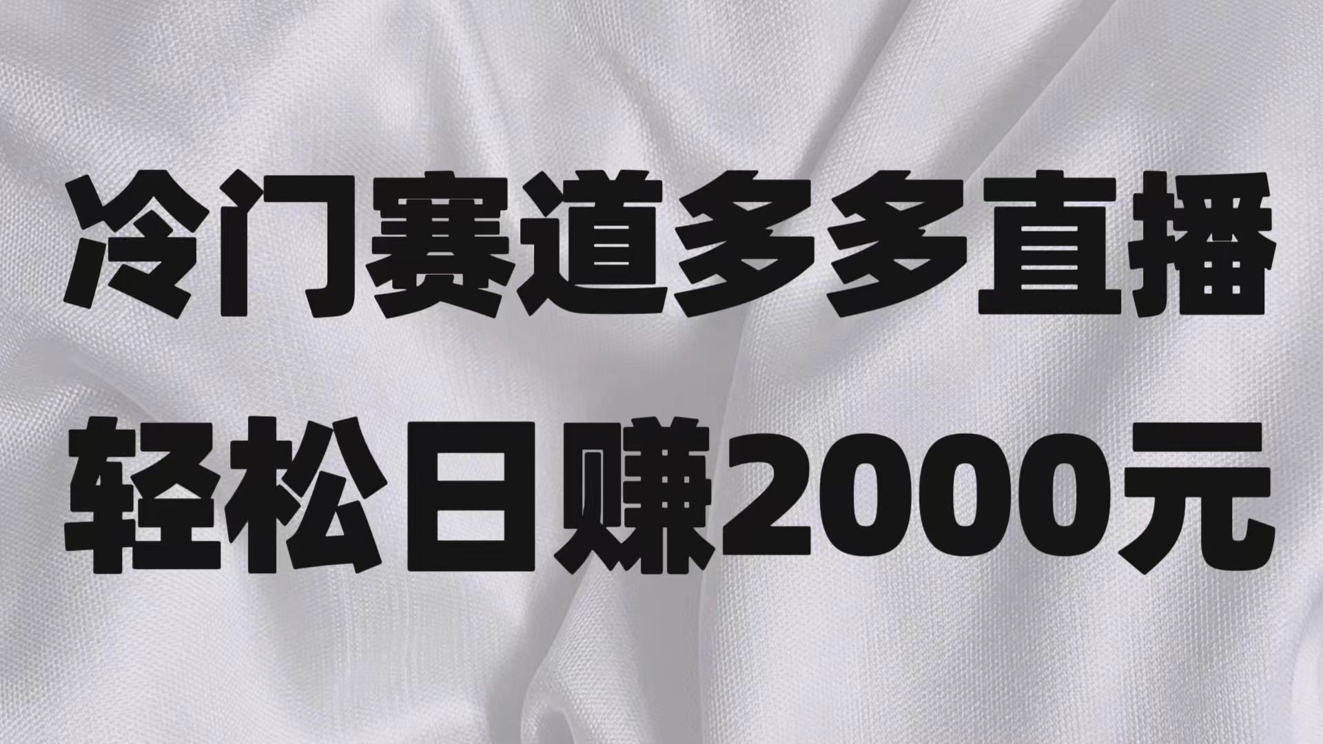 冷门赛道拼多多直播项目，简单念稿子，日收益2000＋-副业网