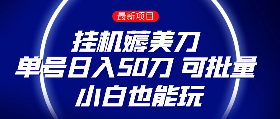 薅羊毛项目  零投入挂机薅美刀    单号日入50刀  可批量  小白也能玩-副业网