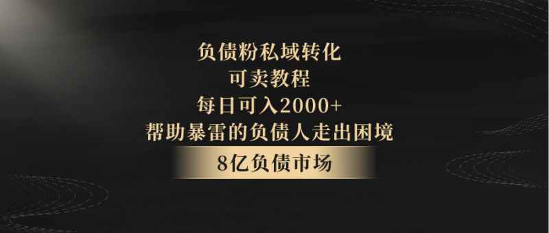 负债粉私域转化，可卖教程，每日可入2000+，无需经验-副业网