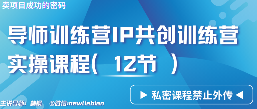 导师训练营3.0IP共创训练营私密实操课程（12节）-卖项目的密码成功秘诀-副业网