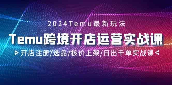 2024Temu跨境开店运营实战课，开店注册/选品/核价上架/日出千单实战课-副业网
