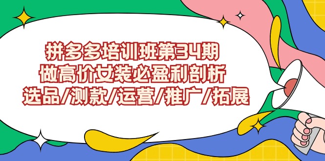 拼多多培训班第34期：做高价女装必盈利剖析 选品/测款/运营/推广/拓展-副业网