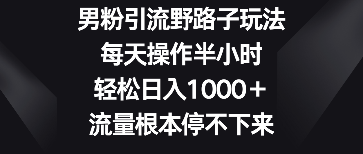男粉引流野路子玩法，每天操作半小时轻松日入1000＋，流量根本停不下来-副业网