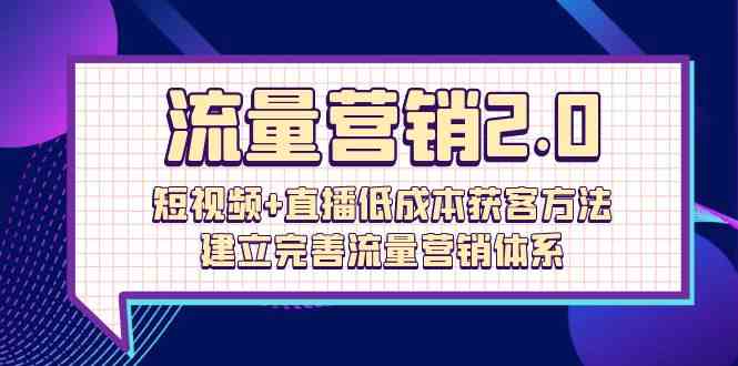 流量营销2.0：短视频+直播低成本获客方法，建立完善流量营销体系（72节）-副业网