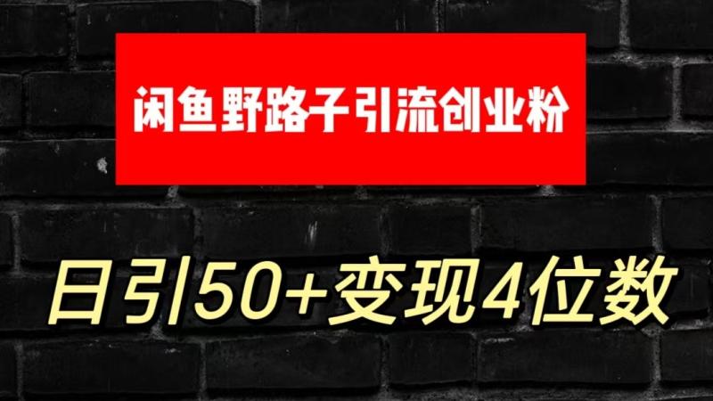大眼闲鱼野路子引流创业粉，日引50+单日变现四位数-副业网