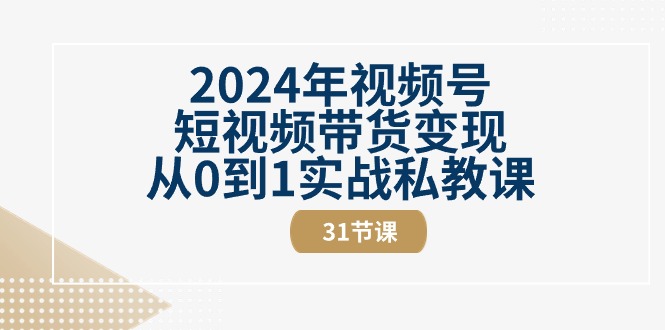 2024年视频号短视频带货变现从0到1实战私教课（30节视频课）-副业网