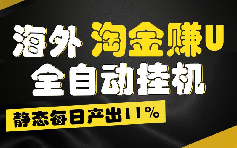 海外淘金赚U，全自动挂机，静态每日产出11%，拉新收益无上限，轻松日入1万+-副业网