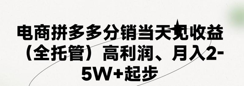 最新拼多多优质项目小白福利，两天销量过百单，不收费、老运营代操作-副业网