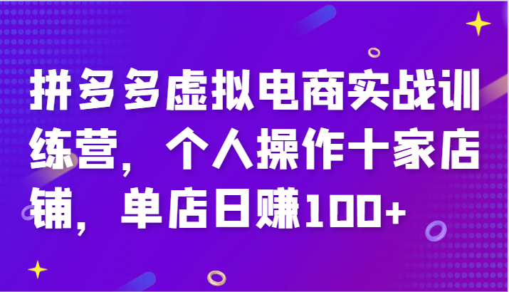 拼多多虚拟电商实战训练营，个人操作十家店铺，单店日赚100+-副业网