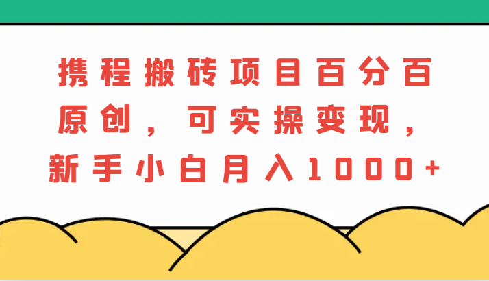 携程搬砖项目，百分百原创，可实操变现，新手小白月入1000+-副业网