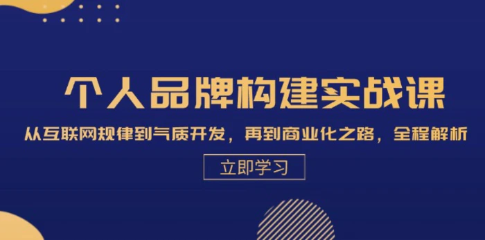 个人品牌构建实战课：从互联网规律到气质开发，再到商业化之路，全程解析-副业网