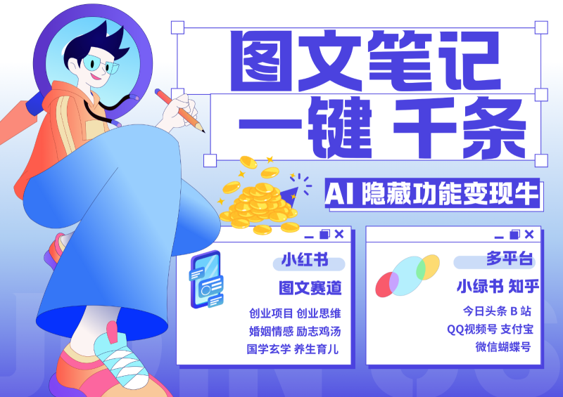 1键生成数千条图文 创业国学 秒生笔记 小红书小绿书图文 轻松引流 变现30000+-副业网