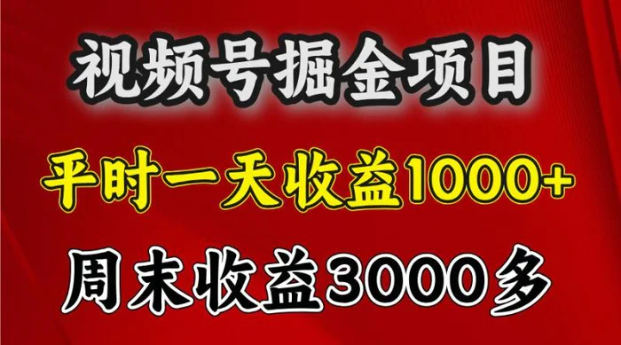 一天收益1000+ 视频号掘金，周末收益会更高些-副业网